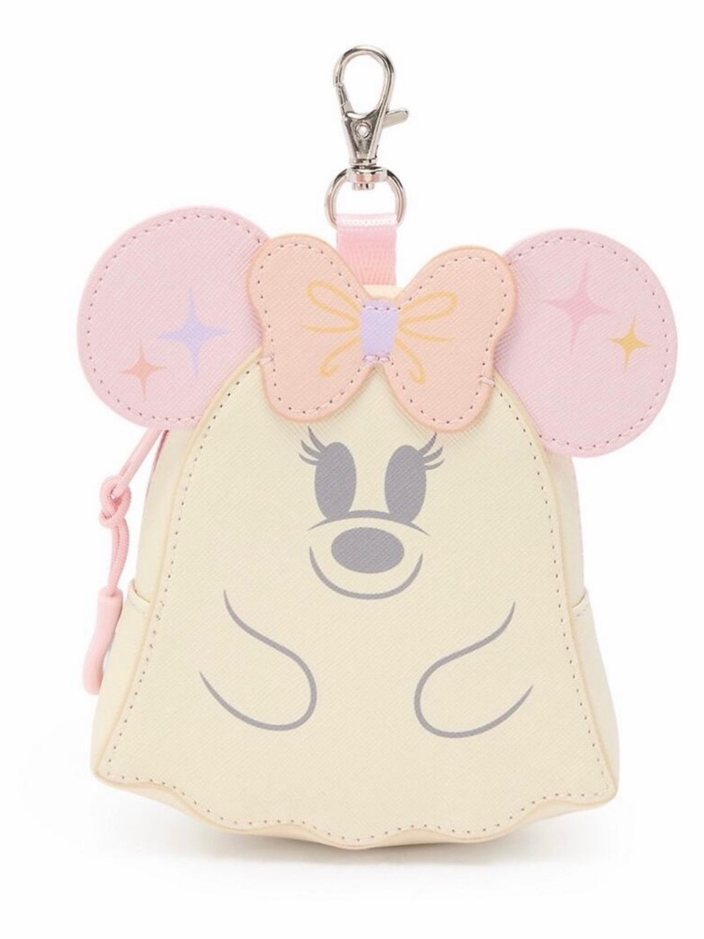 Kids Pink & Cream Minnie Ear Ghost Coin Pouch Keychain